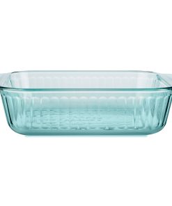Pyrex Sculpted Tinted Glass 8" Square Baking Dish, Aqua
