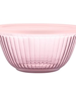 Pyrex Sculpted Tinted Glass 2.3QT Mixing Bowl with Lid, Pink