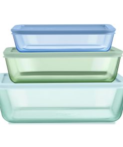Pyrex Simply Store Tinted Glass Rectangle Storage Containers, 6-pc Set, Mixed Colors