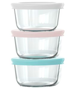 Pyrex Simply Store 6-piece 1-cup Round Glass Storage Set with Assorted Color Lids