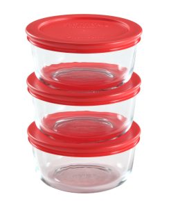 Pyrex Simply Store 6-piece Glass Food Storage Container Set with Red Lids